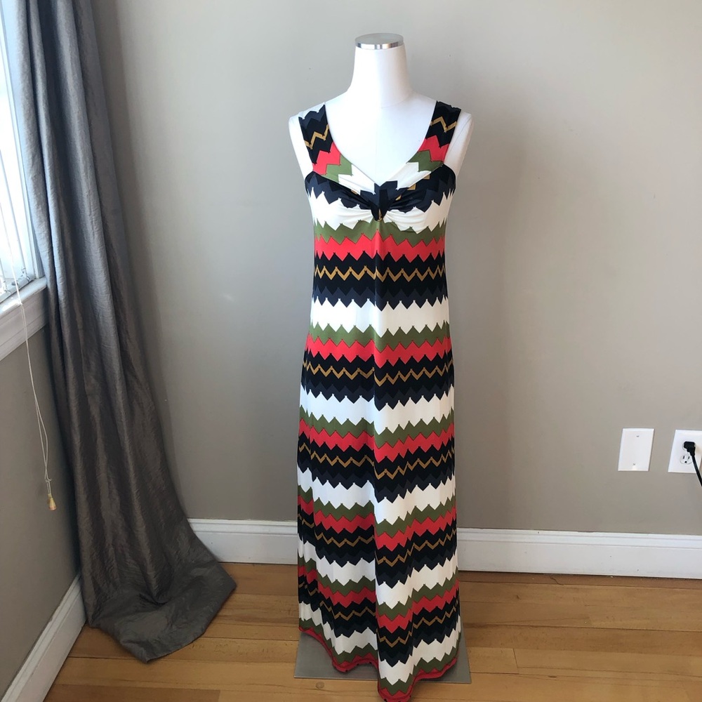 Women's vintage geometric Aztec Stretch Maxi dress S/M